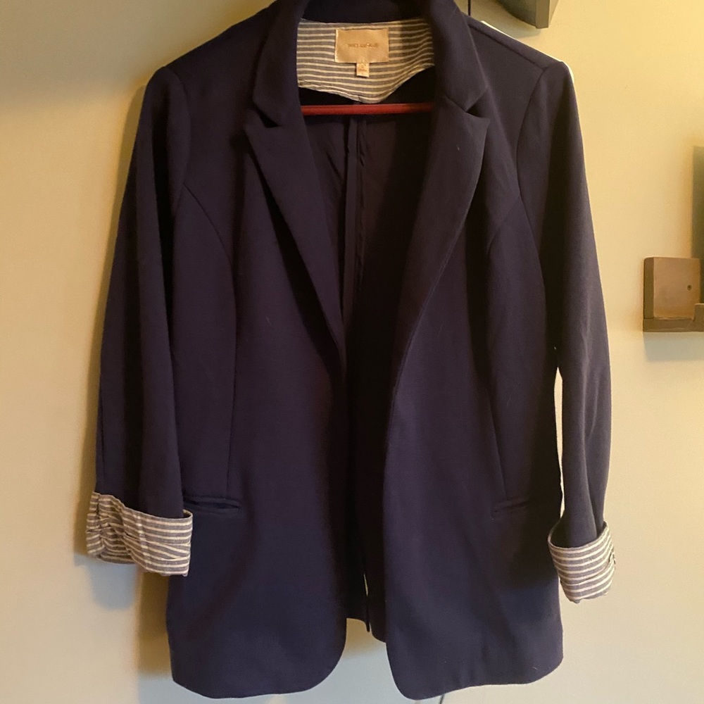 Navy Blue Knit Blazer